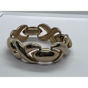 X’s & O’s Gold Tone Metal Link Bracelet Vintage Jewelry Piece
